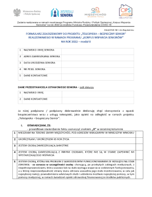 Teleopieka – Bezpieczny Senior Application Form