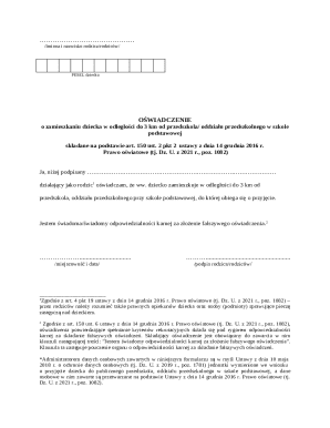 Polish Child Residency Declaration