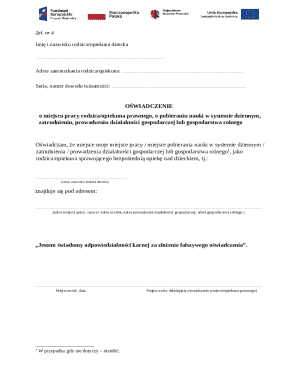 Parent Guardian Work Declaration Form