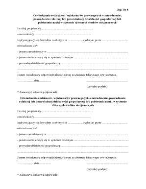 Parent Declaration of Employment or Education