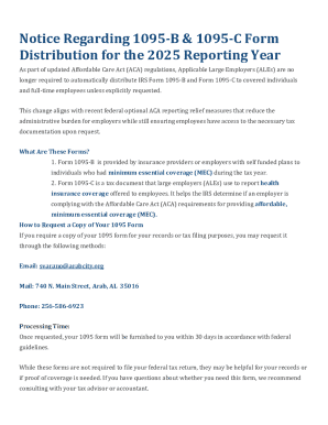 Notice Regarding 1095-B & 1095-C Form Distribution