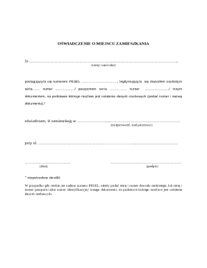 Residence Affidavit
