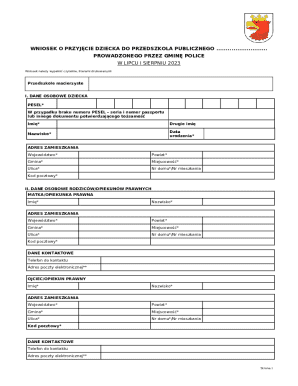 Poland Kindergarten Admission Application