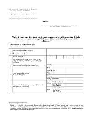 Poland Kindergarten Application Form