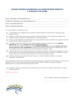 Parent Consent Form for Air Jump Park