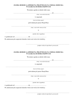 Parent Consent for Child's Extracurricular Activities