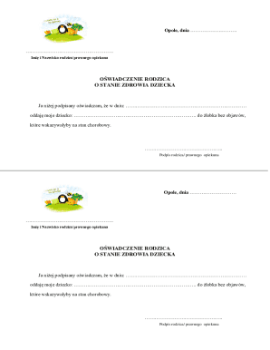 Parent Health Declaration Form