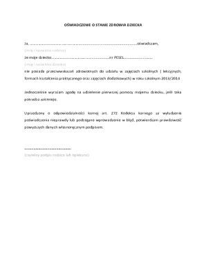 Health Declaration for Child