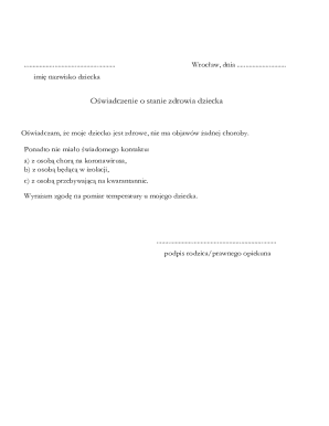 Health Declaration for Child