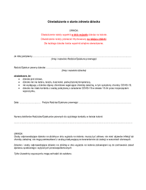 Child Health Declaration Form