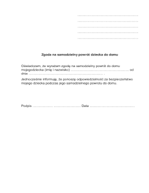 Child Independent Return Consent Form