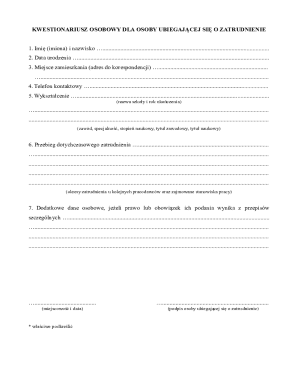 Employment Application Form