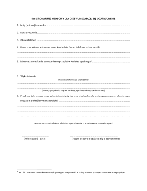 Polish Employment Application Form