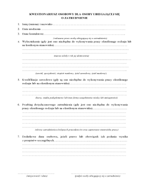 Polish Employment Application Form