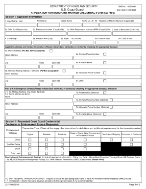 USCG Merchant Mariner Credential Application