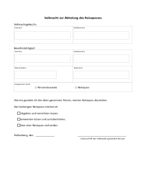 German Passport Collection Authorization