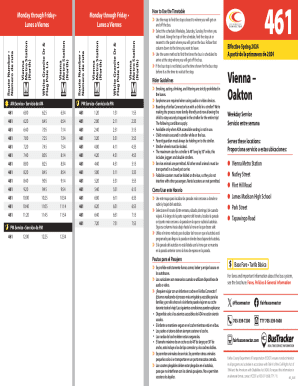 Bus Route 461 Schedule