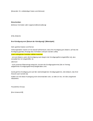 Kündigungsschreiben Mietvertrag