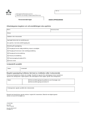 Swedish Employment Termination Form