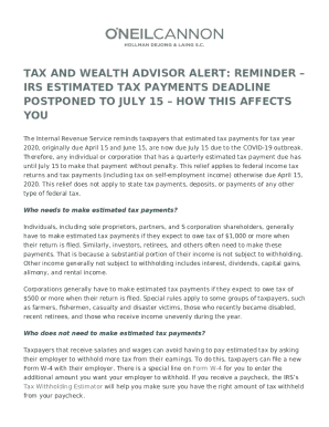 IRS Estimated Tax Payment Reminder