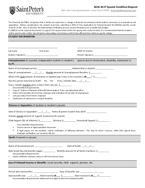 2026-2027 Special Condition Request Form