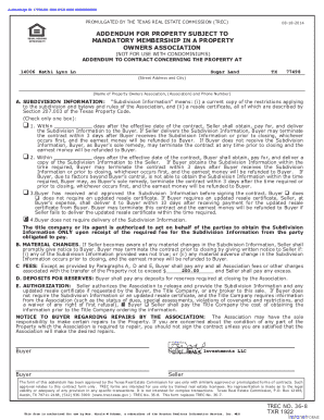 Texas Property Owners Association Addendum