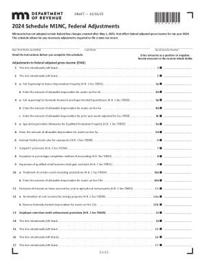 2024 Schedule M1NC, Federal Adjustments