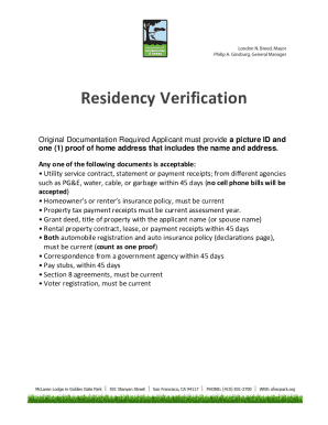 Residency Verification Form