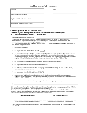 German Federal Election Vote Transfer Form