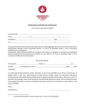 Italian Self-Certification Declaration