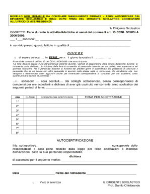 Italian School Leave Request Form