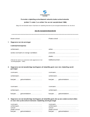 Dutch School Attendance Exemption Form
