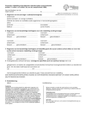 Dutch School Attendance Exemption Form