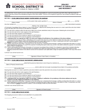 Illinois Residency Affidavit for School Enrollment