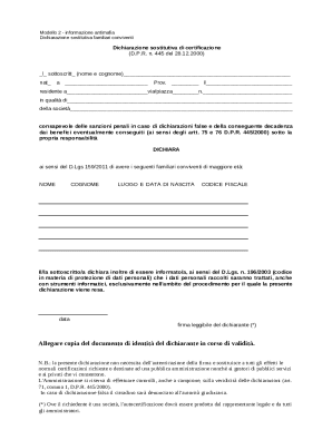 Italian Anti-Mafia Declaration Form