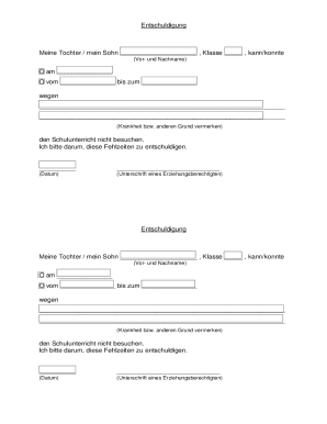 German School Absence Excuse Note