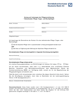 German Nursing Care Benefits Application