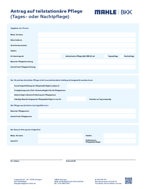 German Day/Night Care Application Form