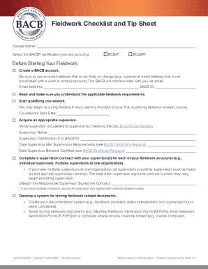 Fieldwork Checklist and Tip Sheet