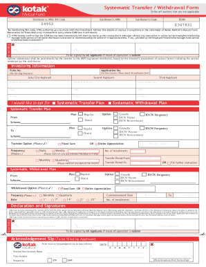 Systematic Transfer/Withdrawal Form