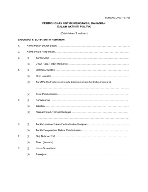 Malaysian Political Participation Application Form