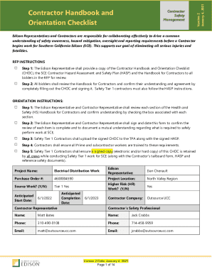 Contractor Safety Orientation Checklist