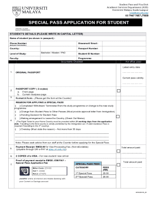 Special Pass Application for Student