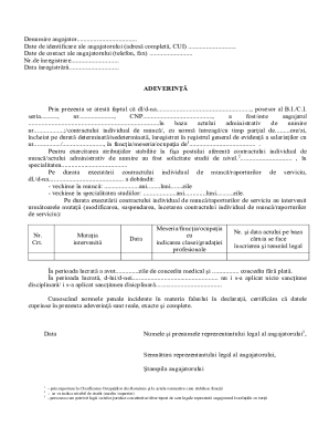 Romanian Employment Certificate