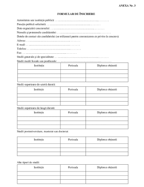 Romanian Public Sector Job Application Form