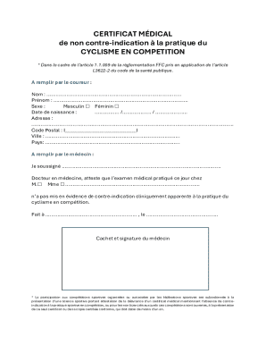 Medical Certificate for Cycling Competition