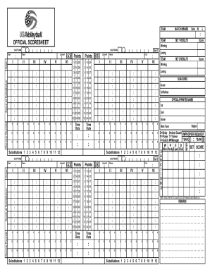 USA Volleyball Official Scoresheet