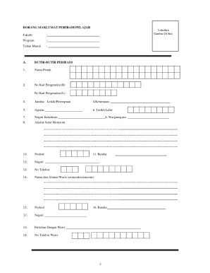 Malaysian Student Personal Information Form