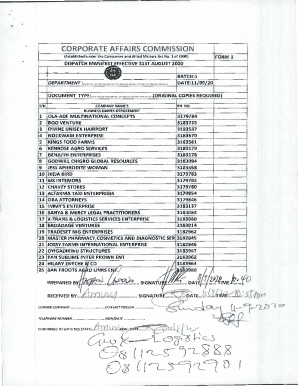 Corporate Affairs Commission Dispatch Manifest