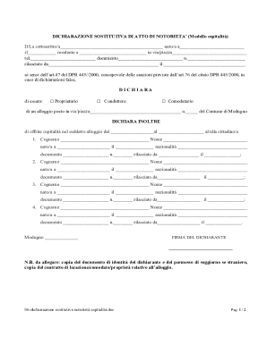 Italian Hospitality Declaration Form